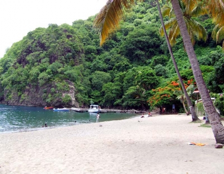 Hotel in fantastic landscape at Pitons-Beach