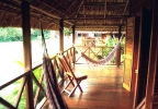 Iwokrama Lodge: veranda of a cabana with hammocks